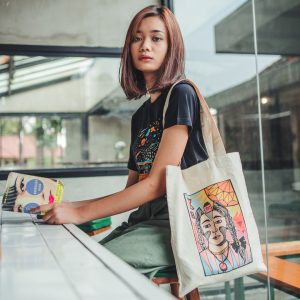 Girl Illustration Canvas Tote Bag