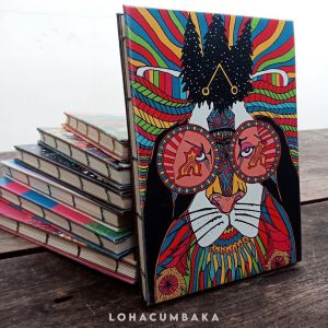 lion red colorful coptic stitch notebook binding handmade
