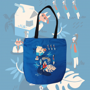 Blue Pattern Art Illustration Zipper Tote Bag