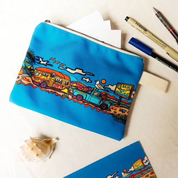 blue beach pouch vacation tempat pensil dompet