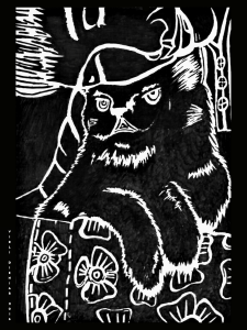 pangkuan kucing car black ink dieniar illustration lohagoods