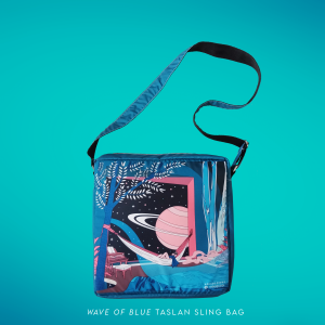 wave of blue sling bag